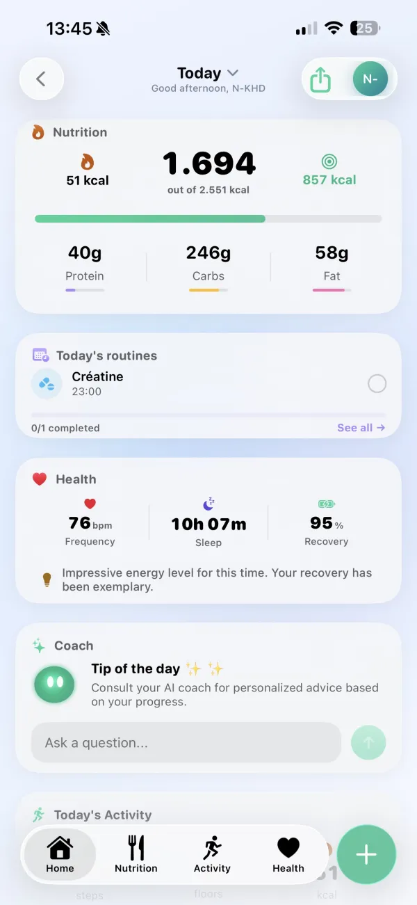 Derio home dashboard
